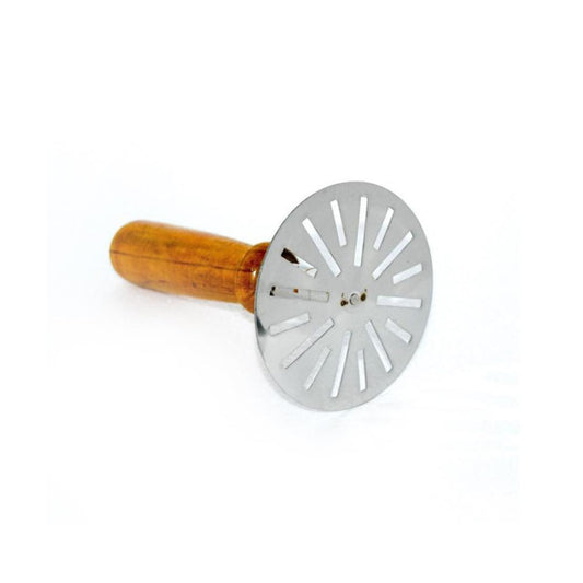 Wukusy stainless steel potato and pav bhaji masher with wooden handle, kitchen tool for mashing vegetables and curries.