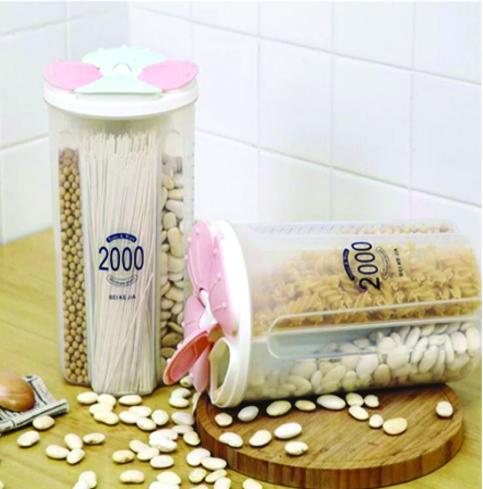 Wukusy 766 kitchen storage box with four transparent sealed cansjars for organized kitchen tool storage.