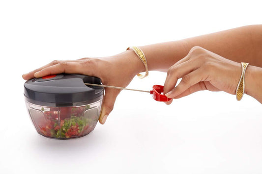 Wukusy 080 manual food chopper in bright color, compact handheld vegetable and fruit chopper for quick meal prep.