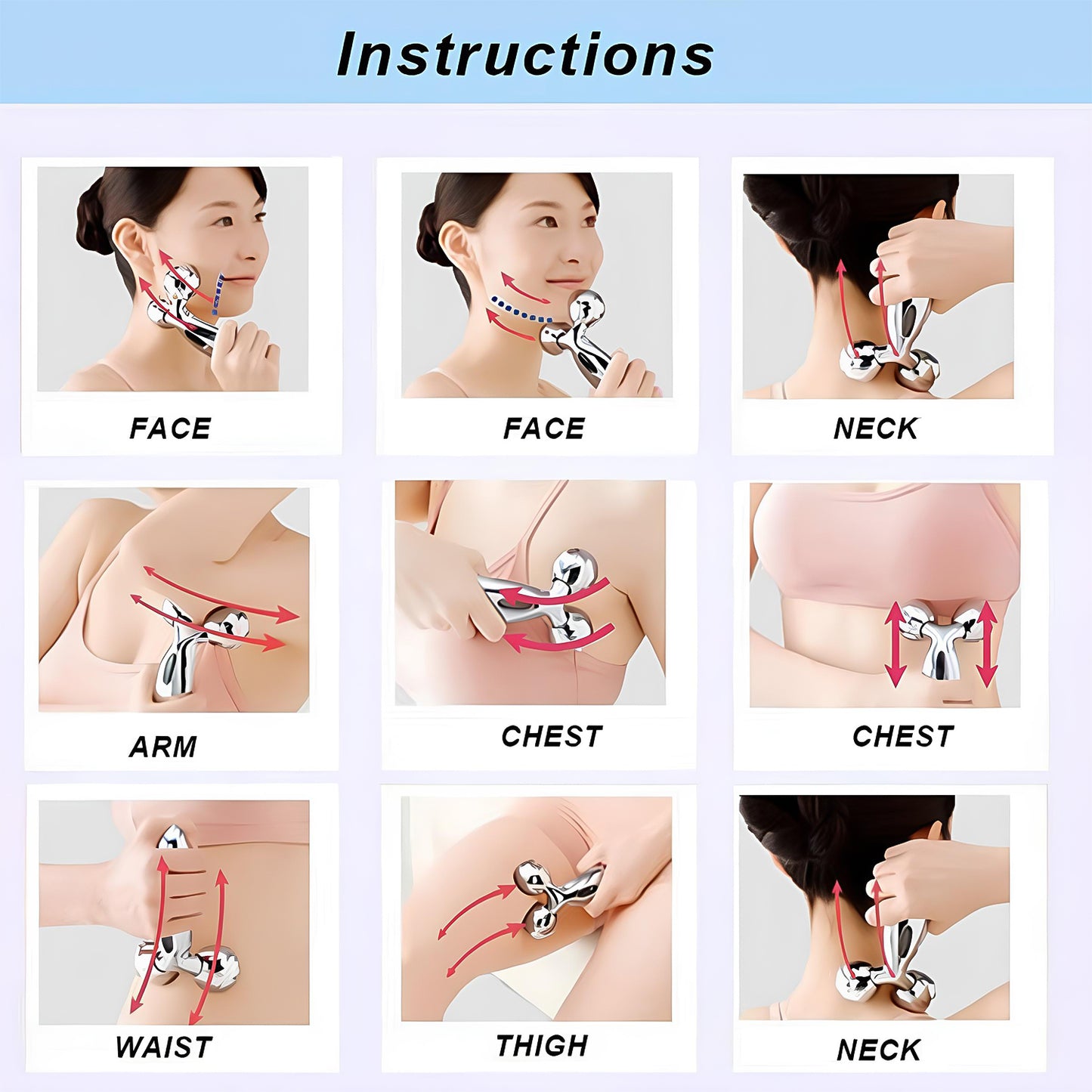 Wukusy 360-degree facial roller for face lifting and skin tightening, improving blood circulation and reducing puffiness.