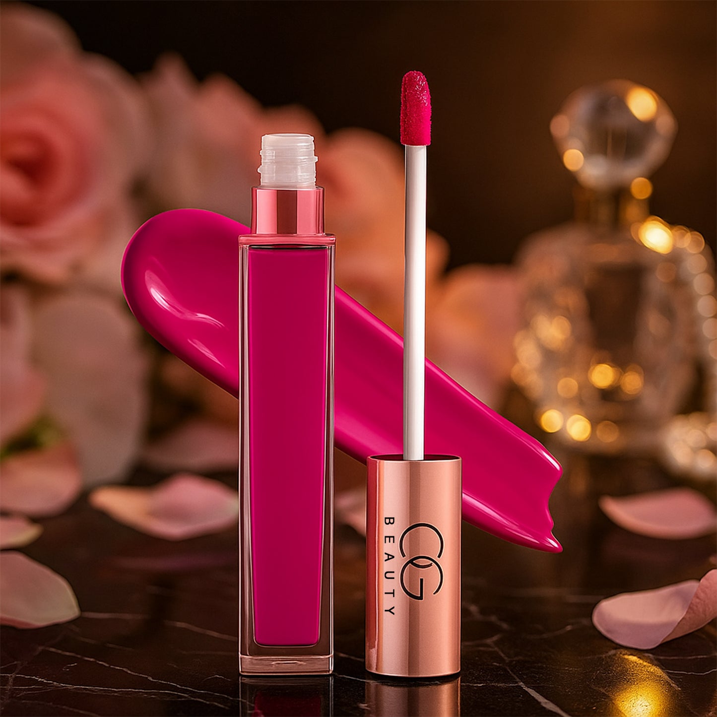 Wukusy OG Beauty Merry Mulberry Moisture Lock Liquid Lipstick in 4.5ml tube, showcasing deep mulberry shade on the applicator