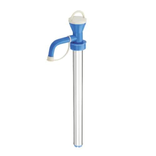 Wukusy 110 stainless steel kitchen manual hand oil pump dispenser on a countertop for precise oil pouring.