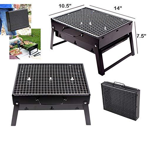Wukusy 126 folding barbeque charcoal grill oven in black carbon steel, showing a compact portable outdoor cooking appliance.