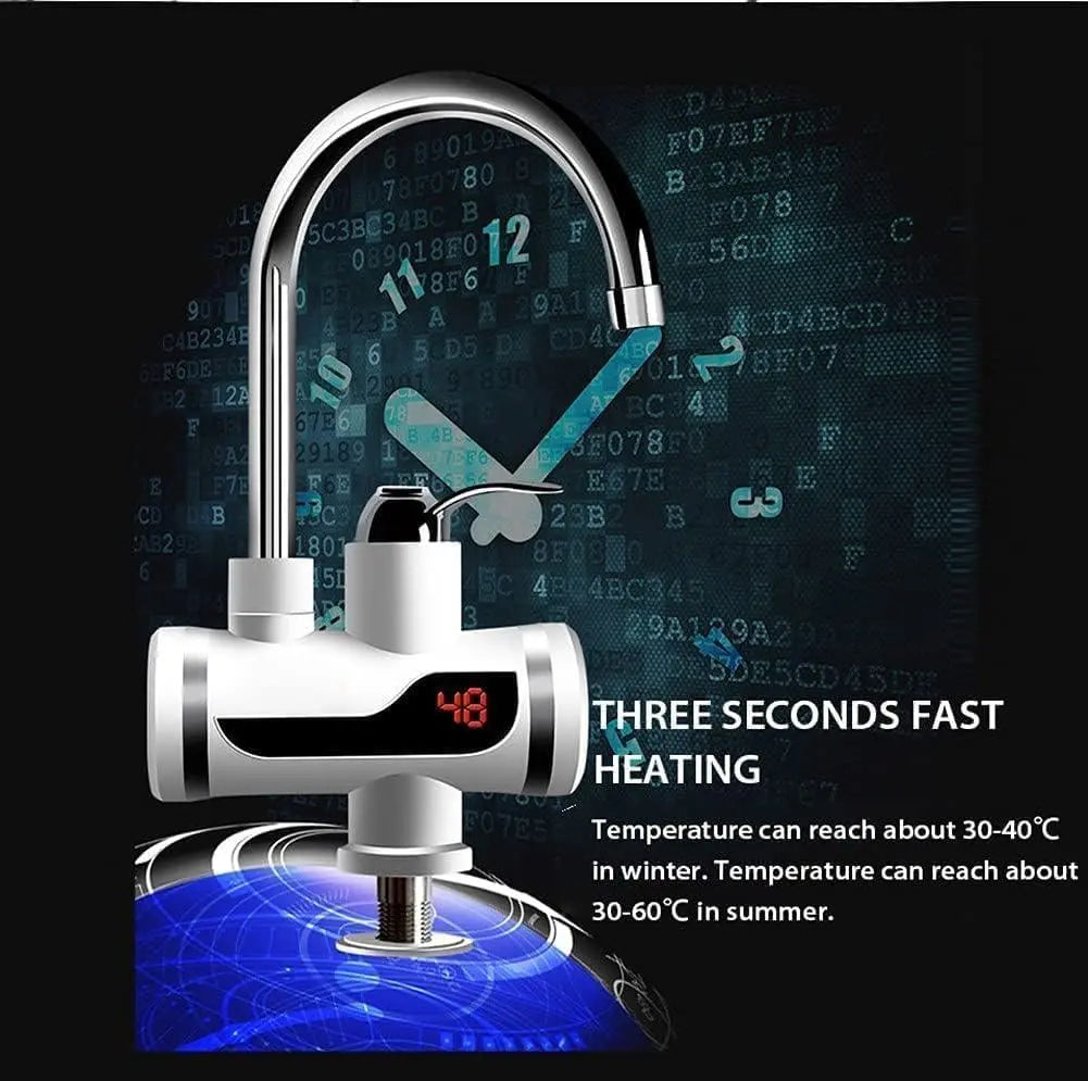 Electric water heater and tankless hot water tap for kitchen, compact and fast instant hot water geyser by 13162.