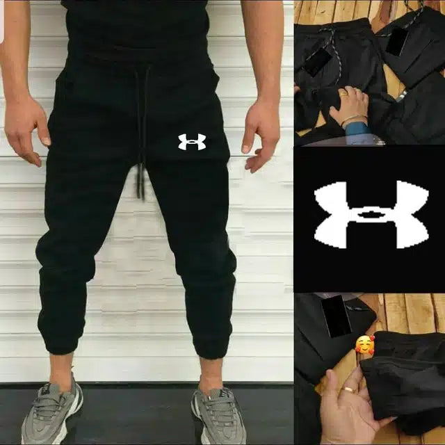 Black Lycra track pant for men, size M, by 13455, featuring comfortable athletic design and sporty fit.
