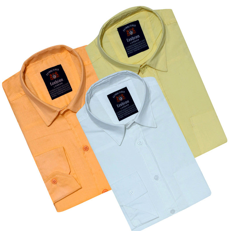 Pack of 3 plain men's shirts in multicolor from the brand 1394, featuring casual, comfortable fit and classic style.