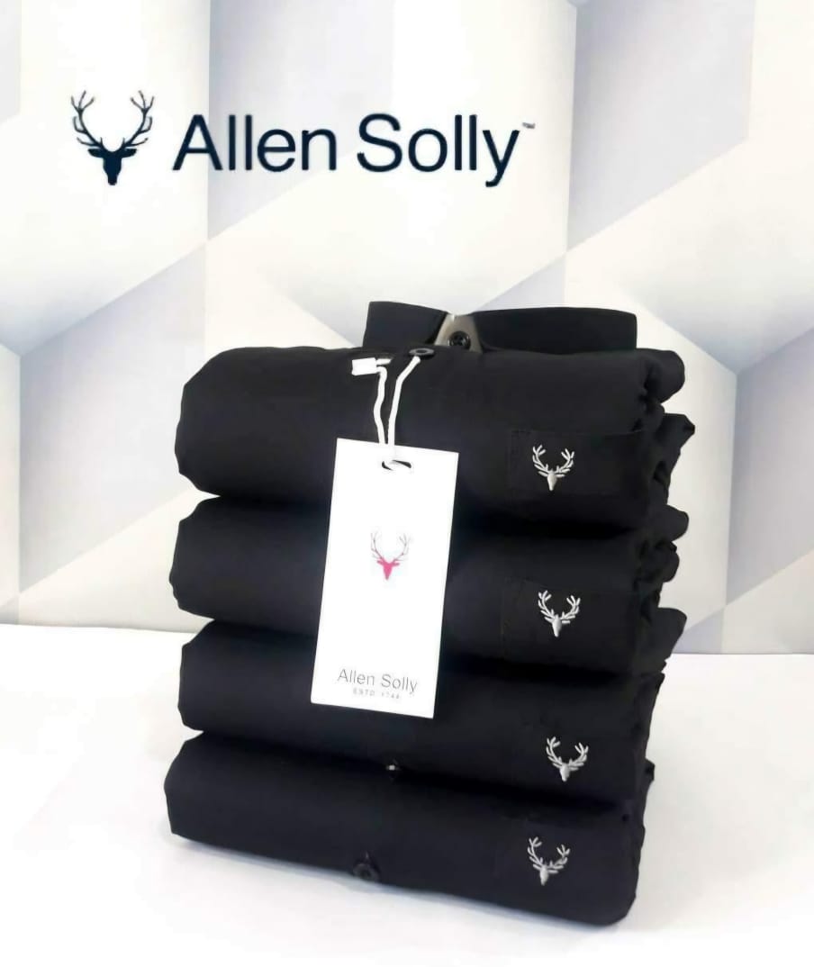 Black men's cotton full-sleeves shirt from 1394, featuring a classic collar and button front for a stylish, comfortable fit.
