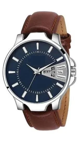Men's analog watch with black dial and stainless steel strap, stylish timepiece from brand 14358.