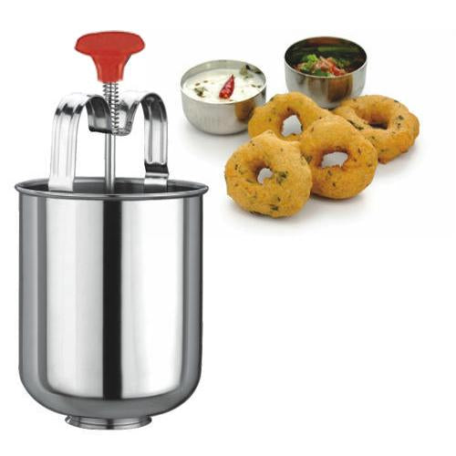 Wukusy 145 stainless steel medu vada maker with multiple molds for traditional Indian breakfast preparation.