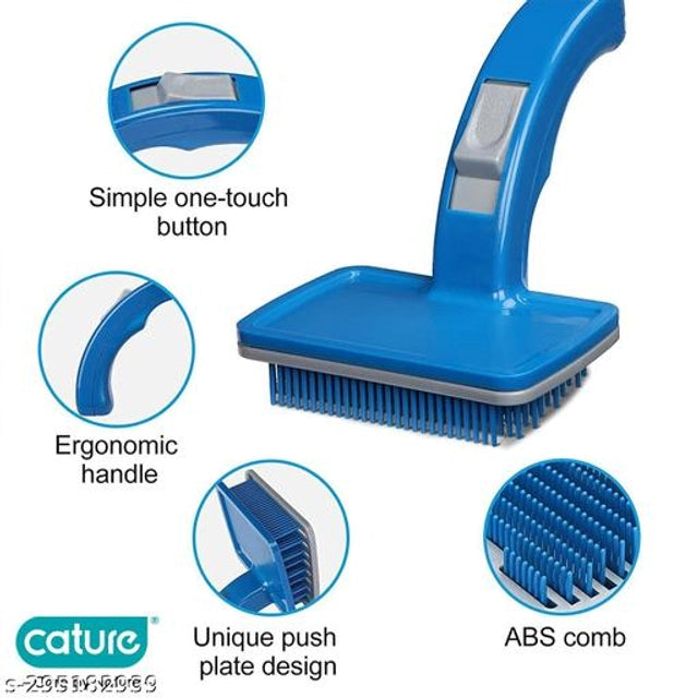 Multicolor ABS plastic sliker brush for pet grooming, designed for gentle brushing of pet fur in a pet bed setting.