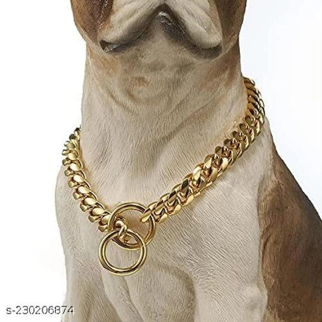 Multicolor brass collar chain for dog, 24-inch pet accessory with a stylish design, perfect for durable dog collars.