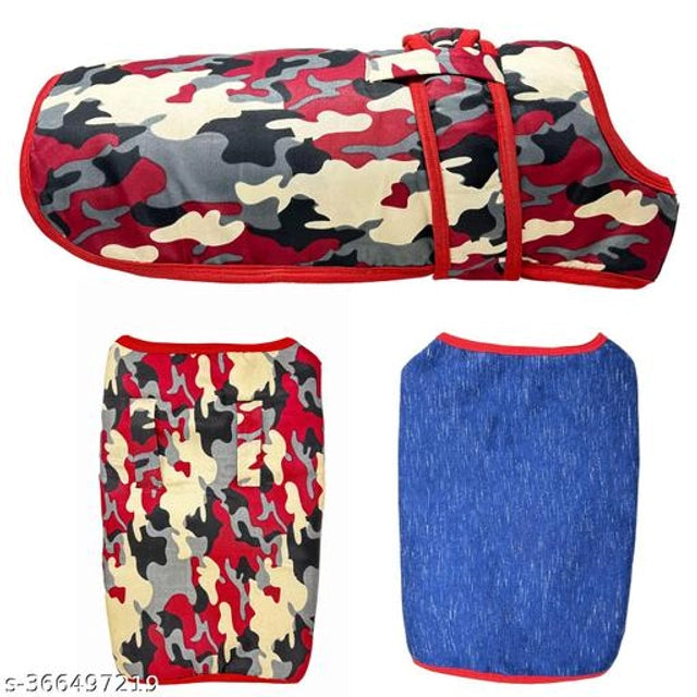 Multicolor fabric winter army print coat for dog, 24-inch pet bed with durable design from 15929.