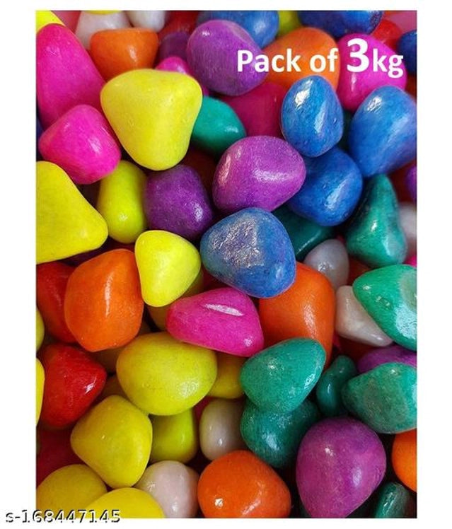 Multicolor decorative pebbles stones for pet beds, 3000g, with smooth, rounded stones in various colors for comfortable pet resting areas.