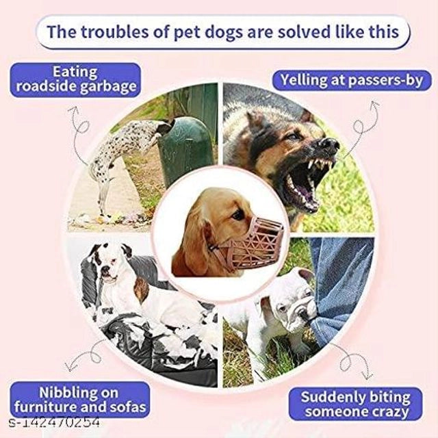 Colorful 7-inch ABS plastic dog muzzle with adjustable straps, designed for pet safety and comfort.