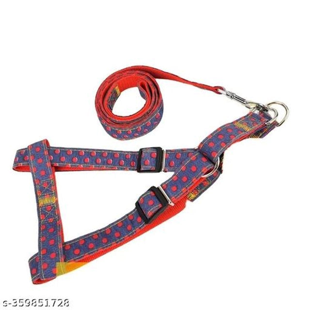 Multicolor fabric dog harness with 5-foot leash, 1.5-inch width, designed for pets, from brand 15929.