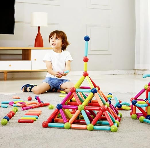 Colorful magnetic sticks building blocks for kids, STEM educational construction toy, 25-piece set for children ages 3 and up.
