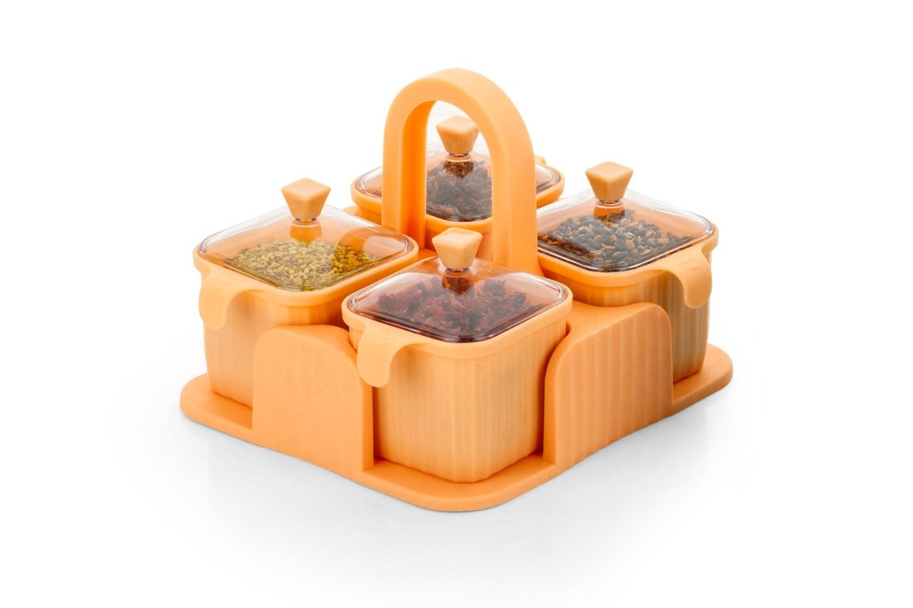Set of four storage jars for pickles, spices, dry fruits, and mouth fresheners, ideal for kitchen organization by 18075.