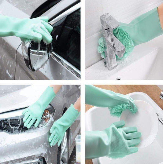 Multicolor silicone cleaning gloves for dishwashing and pet grooming, heat-resistant kitchen hand gloves from 18075.