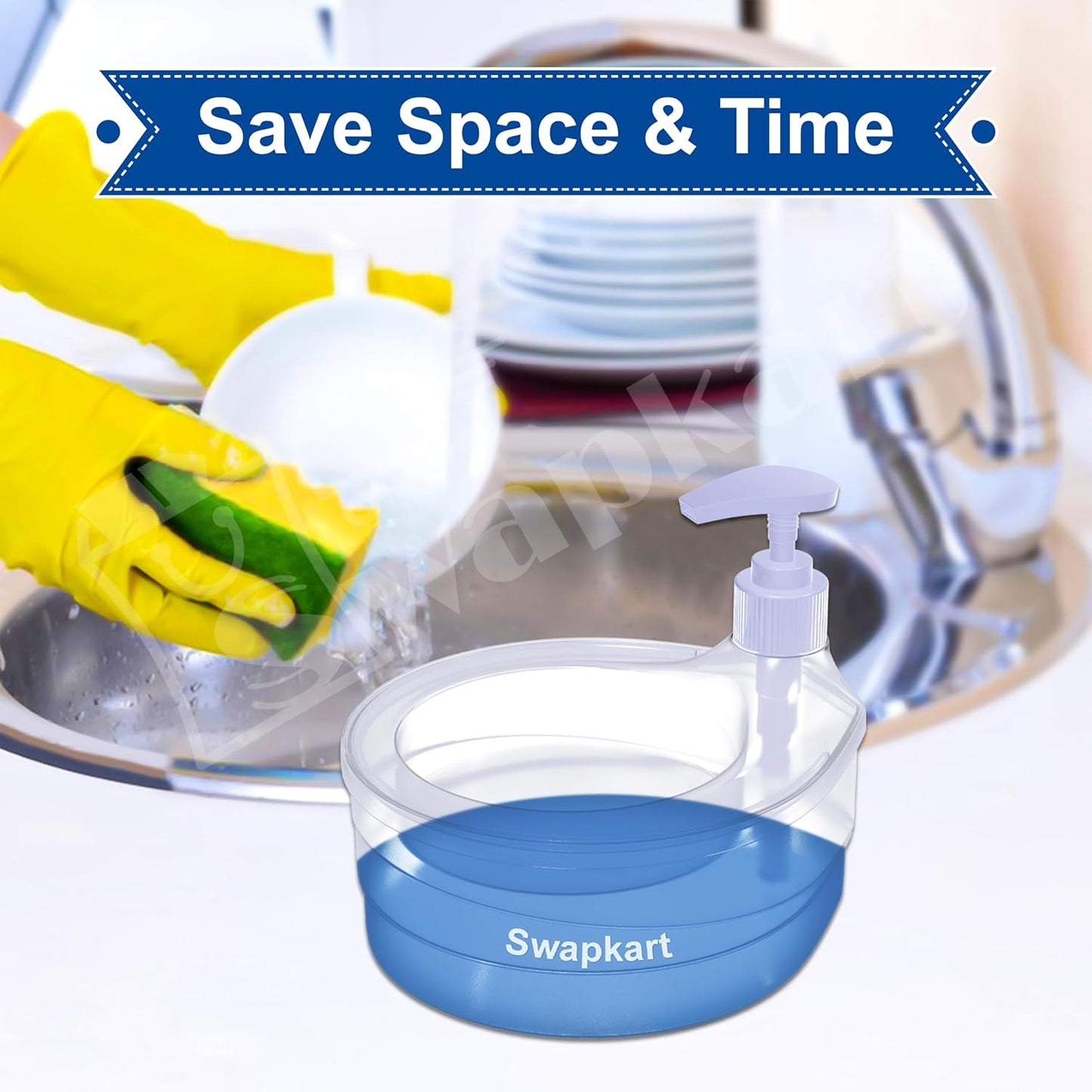 Multicolor double layer soap dispenser for bathroom accessories with pump, suitable for liquid dish soap and dishwasher liquid.