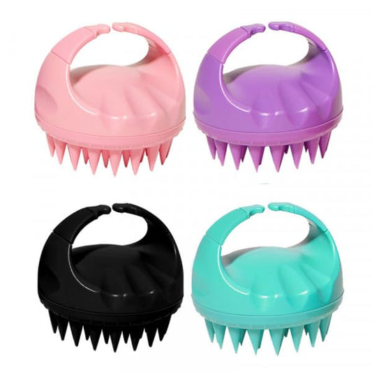 Eco-friendly wheat straw scalp massager shampoo brush with soft silicone bristles, ideal for gentle hair and scalp cleansing.