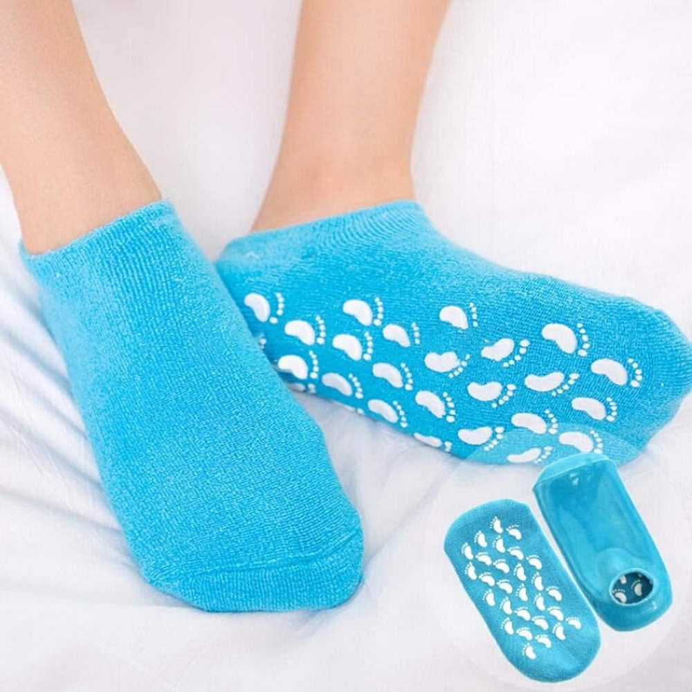 Moisturizing silicone foot spa pedicure socks for men and women, pack of 2, designed to soften and hydrate feet.