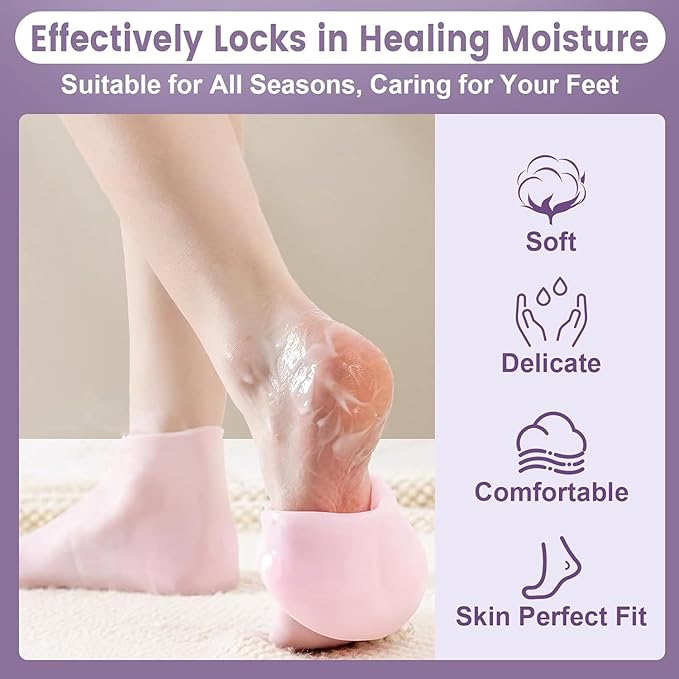 Multicoloured natural oil spa gel socks for moisturizing feet, pack of 2, featuring soft gel lining and vibrant design.