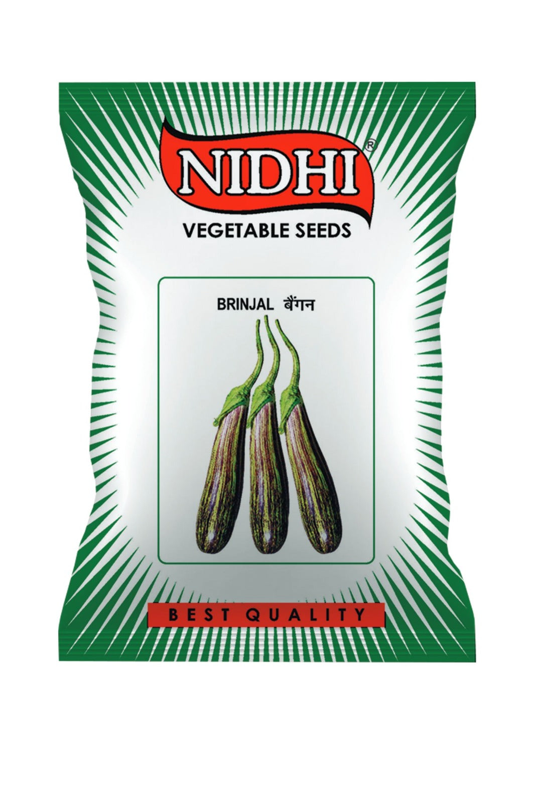 Vegetable seeds for Brinjal from brand 18605, shown in packaging, ideal for home, terrace, and kitchen gardening.