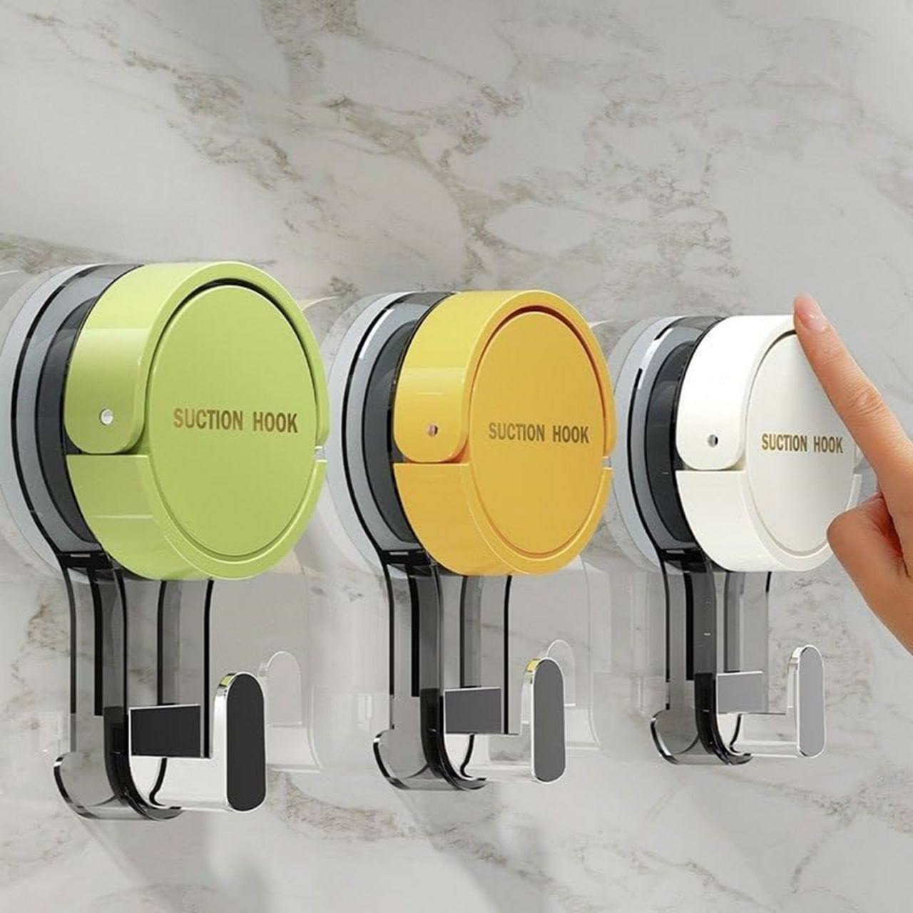 Heavy-duty vacuum suction hooks by 18052, reusable soap holders ideal for bathroom, kitchen, and home organization.