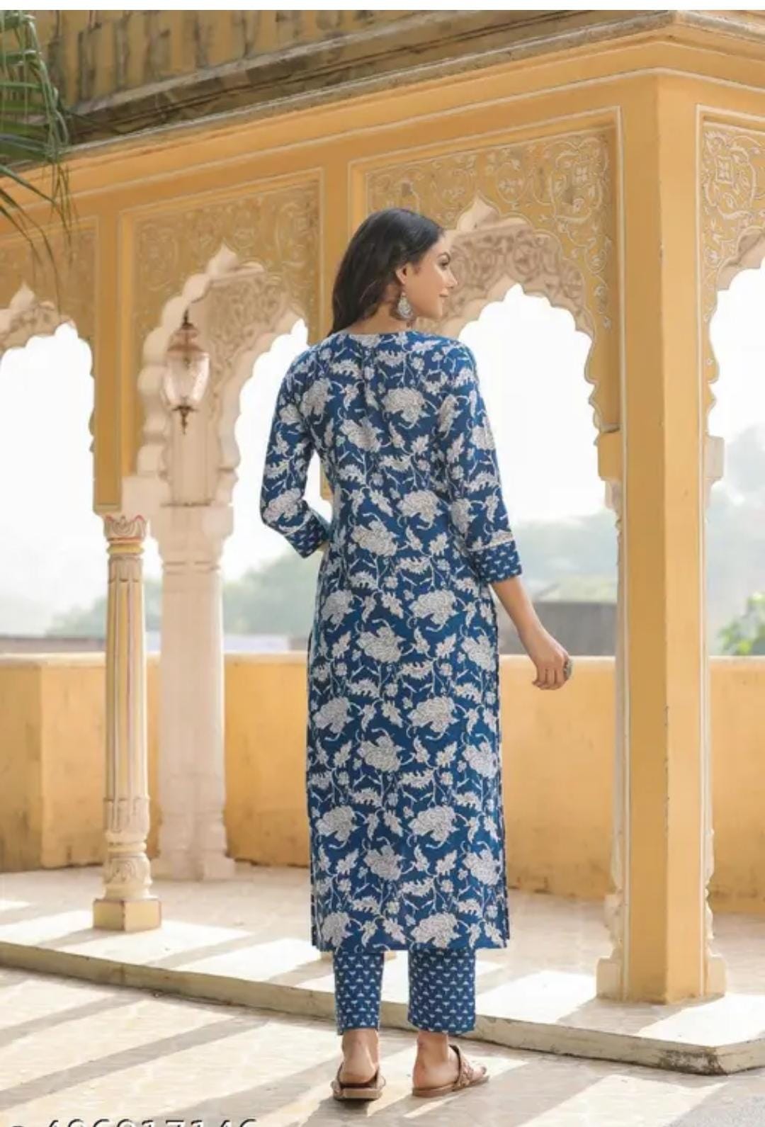 Women's floral round neck kurta set with no dupatta from 19199, featuring vibrant patterns and traditional style.