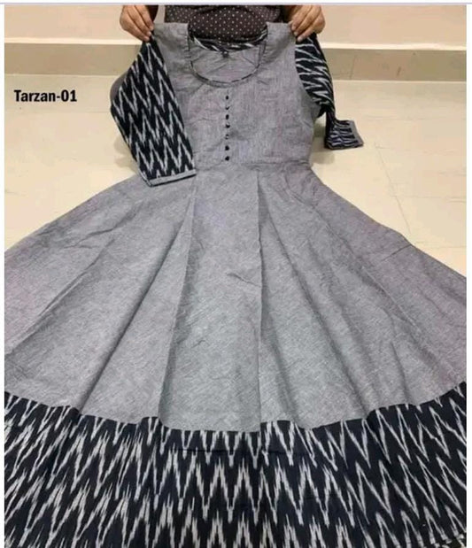 Women’s solid grey cotton gown by 19199, featuring a relaxed fit and soft fabric, ideal for comfortable casual wear.