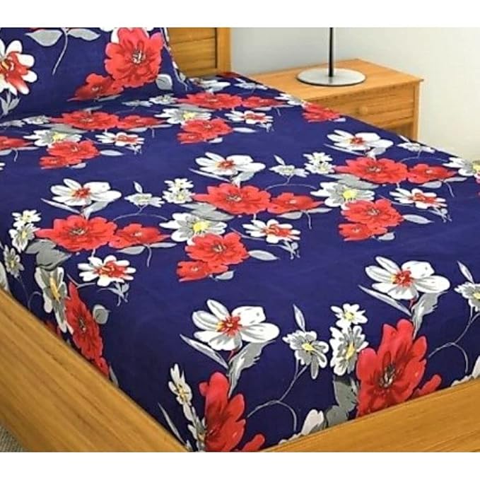 Polycotton 3rd print bedsheet with matching pillow cover for single bed, featuring vibrant design by 1464.