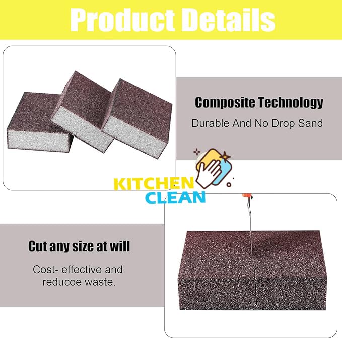 Multipurpose sand scrub sponge pad for kitchen cleaning, featuring abrasive surface for tough stains and grime.