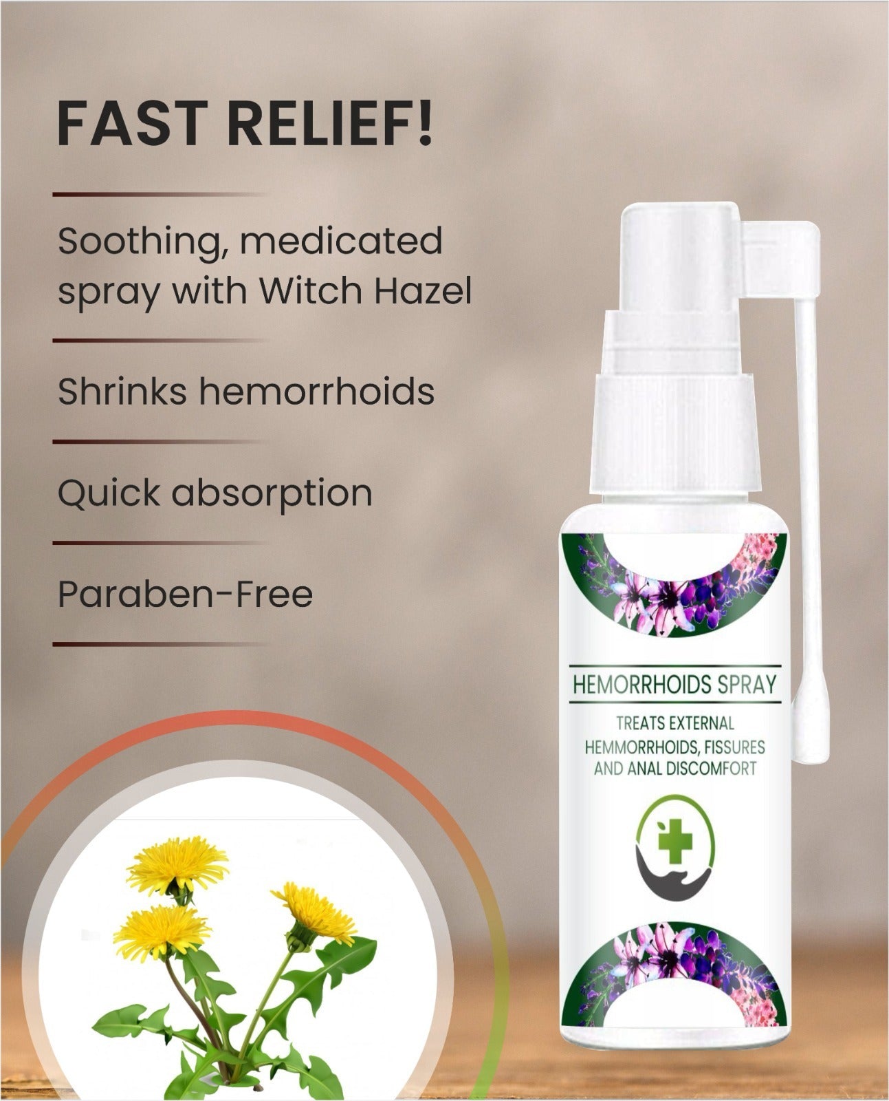 Herbal Piles Spray for Men & Women in a pack of 2, soothing oil spray for painful piles, from brand 16182.
