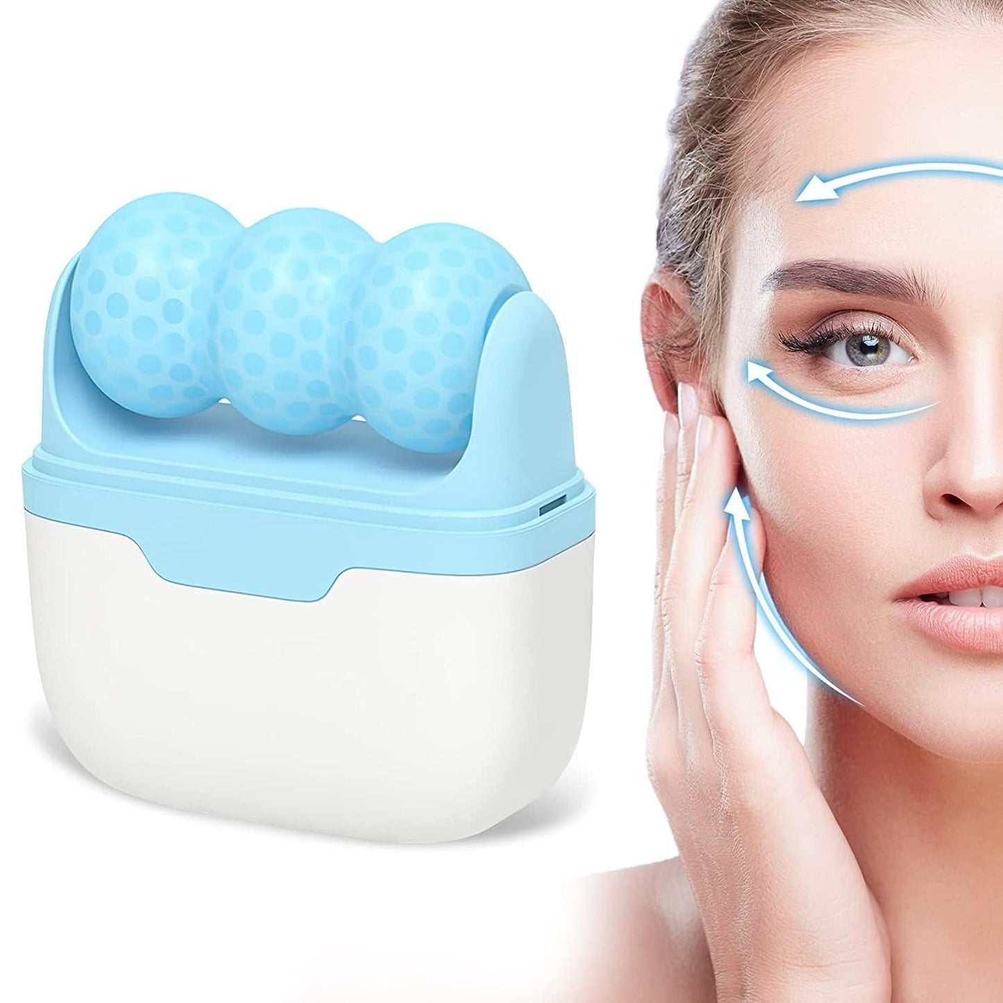Upgraded 2-in-1 ice roller for face and body massage, health and fitness tool with ergonomic handle, brand 19378.