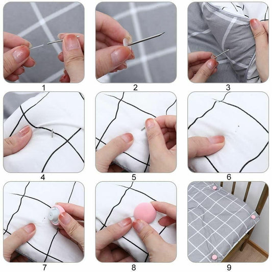 Six mushroom-shaped quilt bedsheet fixing clips from 19378, designed as power tool accessories for securing bedsheets.