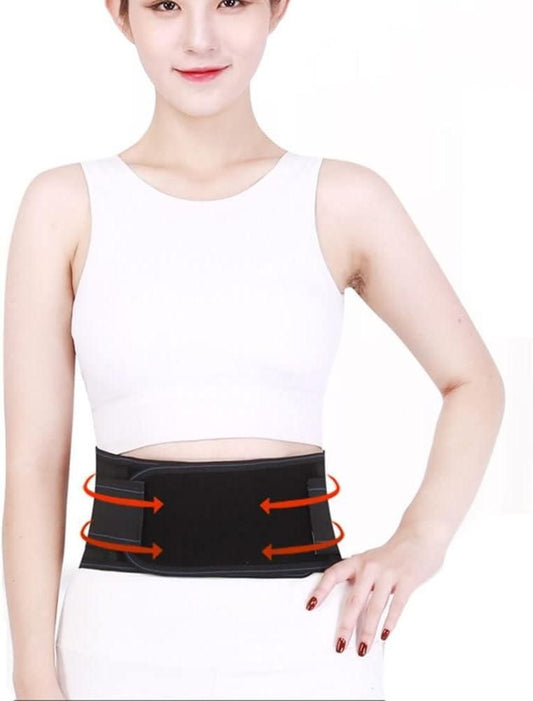 Self-heating back support brace for waist and abdomen, designed for lower back pain relief and improved posture.