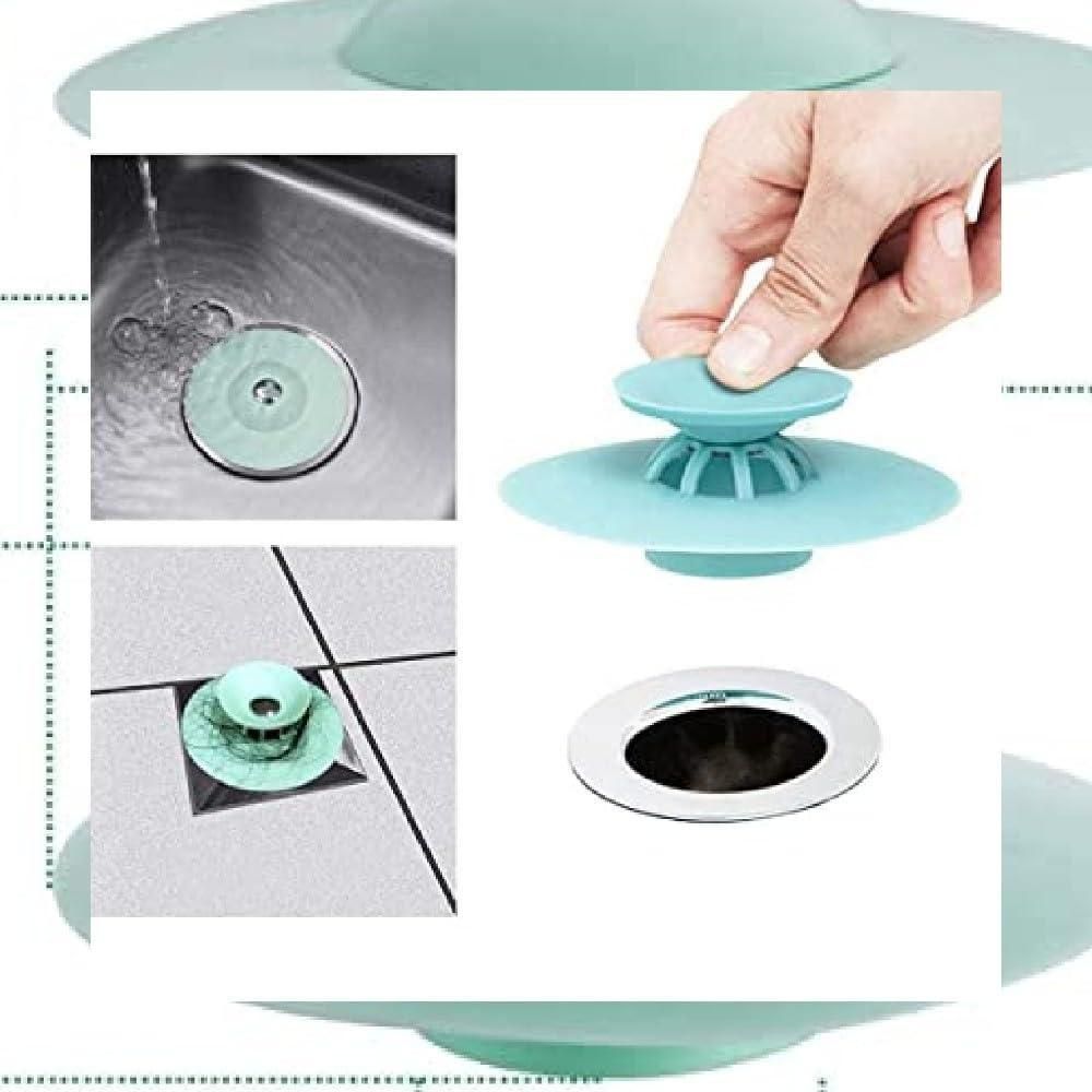 Set of three silicone kitchen sink strainers in random colors, durable kitchen tool set for preventing clogs and debris.
