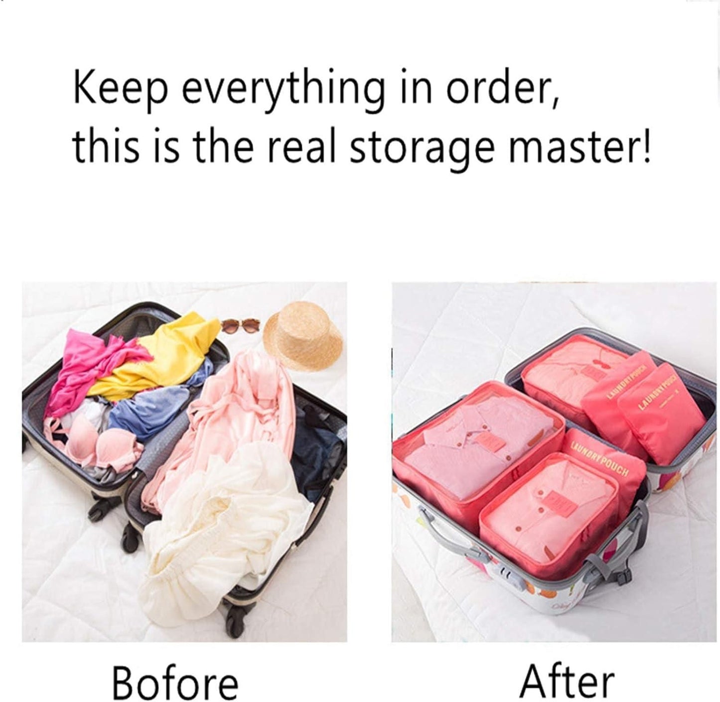 Set of 6 travel packing cubes from 19378, compact organizers for efficient luggage packing and organization.