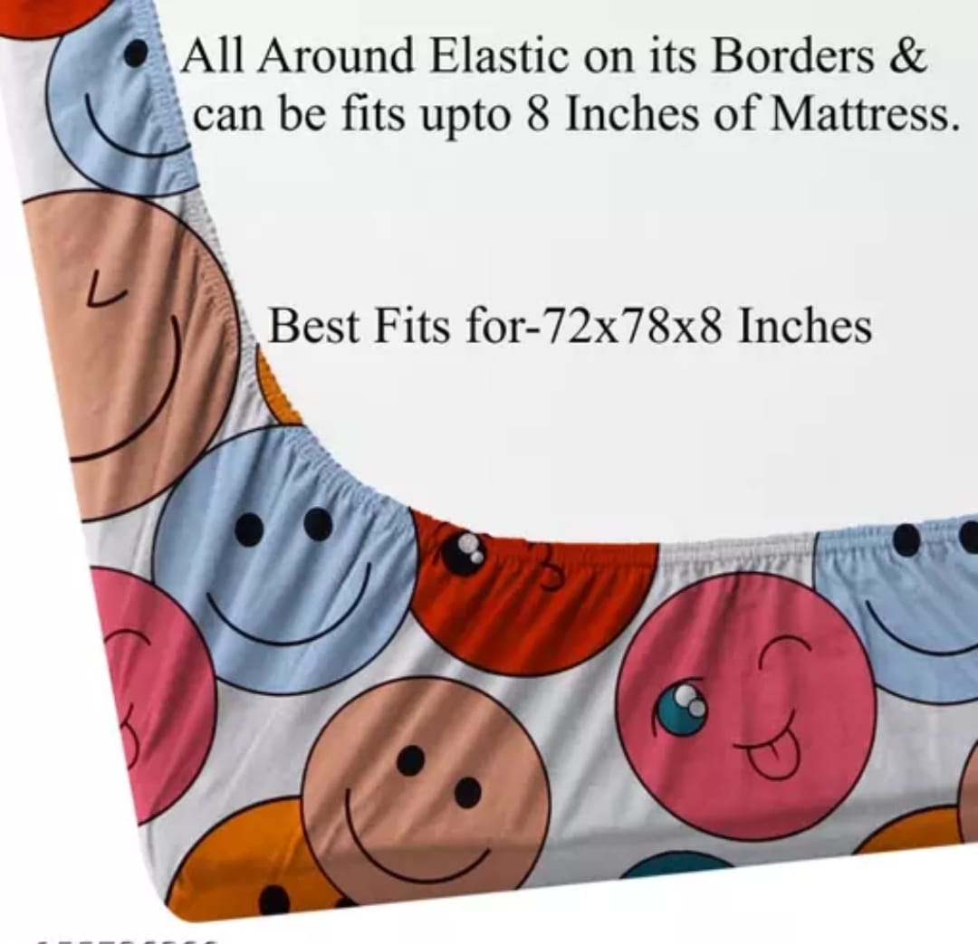Super soft glace cotton fitted bedsheet with elastic edges and two pillow covers, suitable for double beds, 72x78 inches.