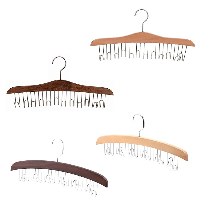 Anti-slip multipurpose hanger with round hooks for belts, shawls, purses, and scarves, designed by 19357.