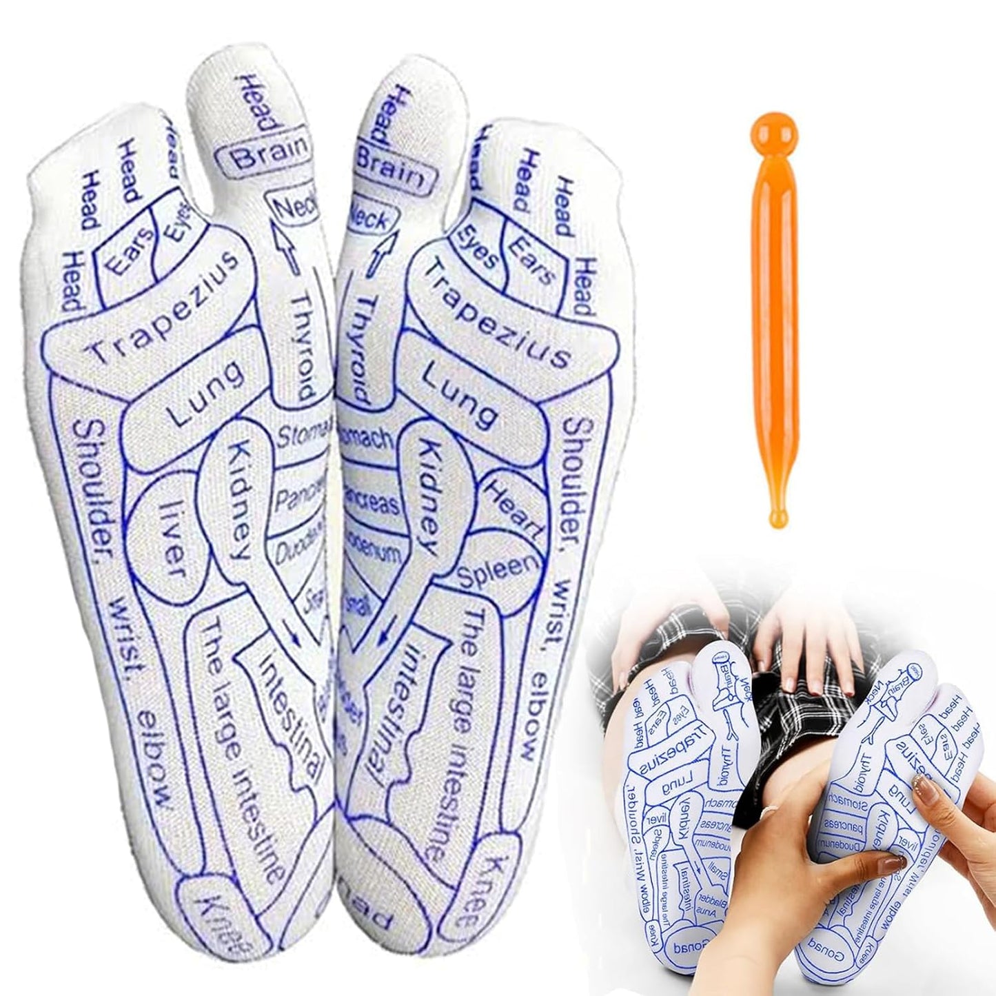 Multicolor men's acupressure reflexology socks with stick from 18030, designed for foot massage and relaxation.