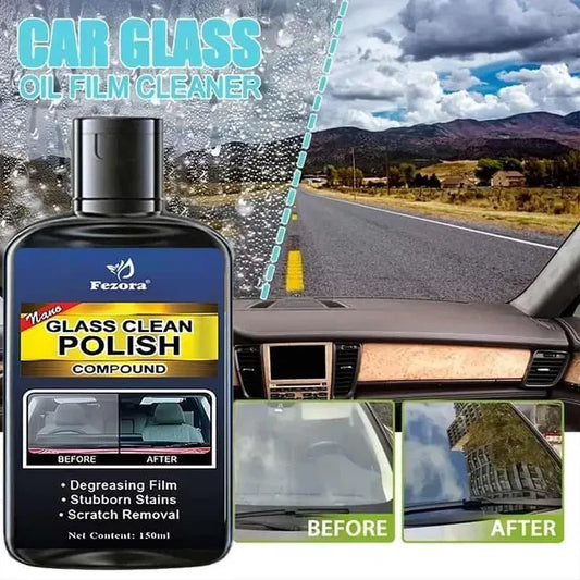 Glass Clean Polish Compound 150ml by 18051 for car glass cleaning and polishing, shown in the image.