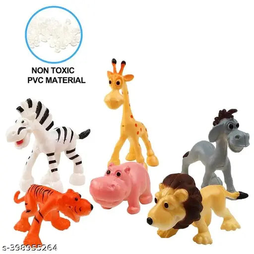 Set of 12 mini jungle animal toys by 18057, featuring cartoon forest animals ideal for kids' play and imaginative fun.