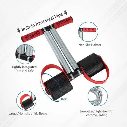 Double spring tummy trimmer by 18075 with red and black colors, designed for waist, abs, and body toning exercises.