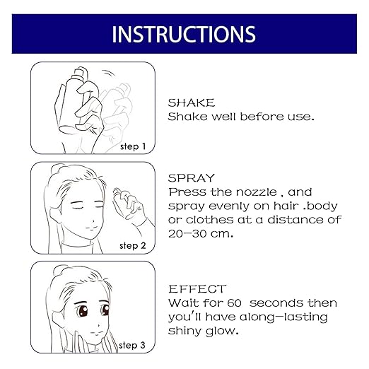 Shiny Glitter Spray for hair and body, perfect for night club parties and dating, featuring vibrant glitter in a spray bottle.