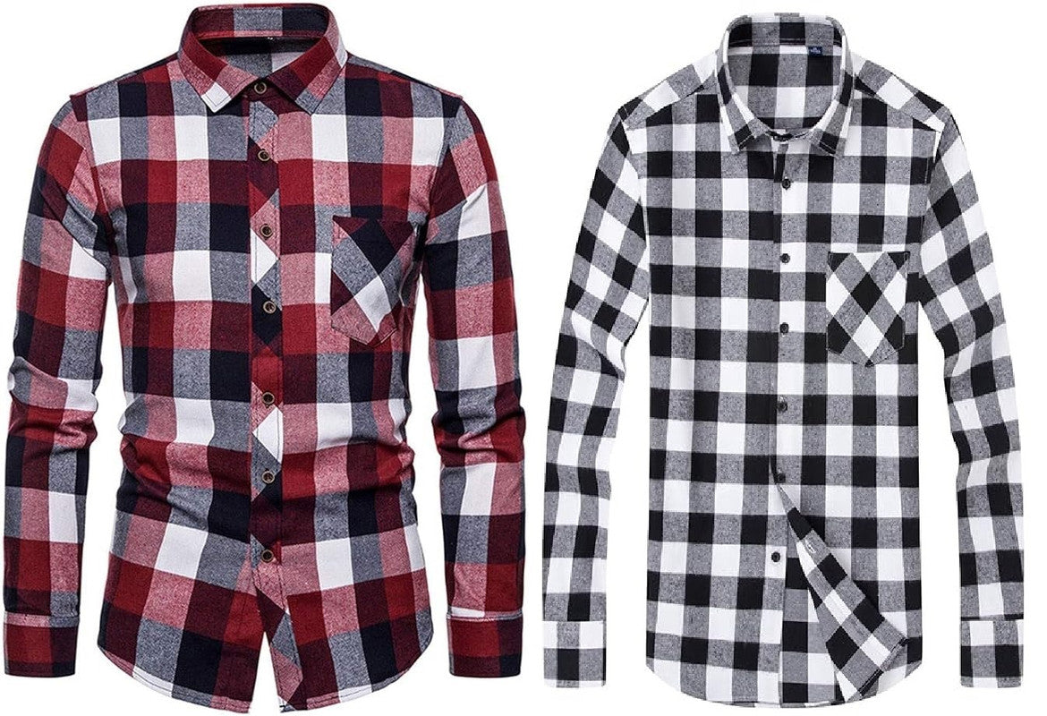 Pack of 2 multicolor check men's shirts from 18626, featuring classic button-up design and stylish pattern.