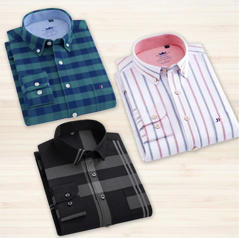 Pack of 3 men's multicolor check shirts by 18626, featuring classic button-down design and casual fit.
