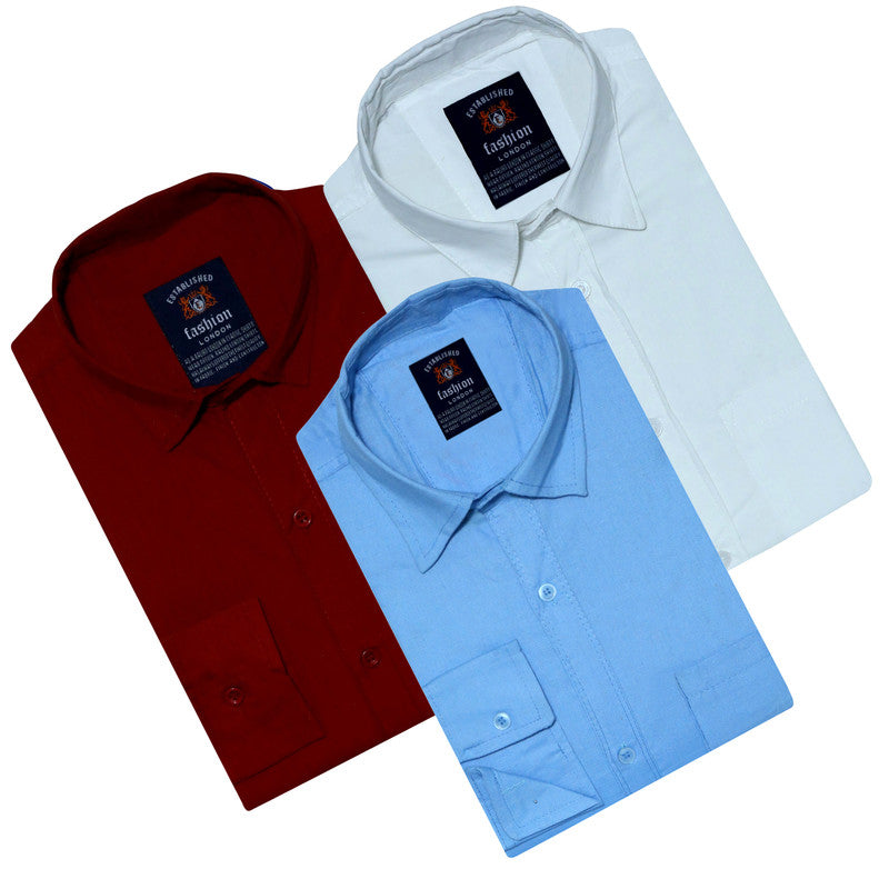 Pack of 3 men's plain shirts in multicolor, XS size, by 18626, featuring simple, classic design and comfortable fit.