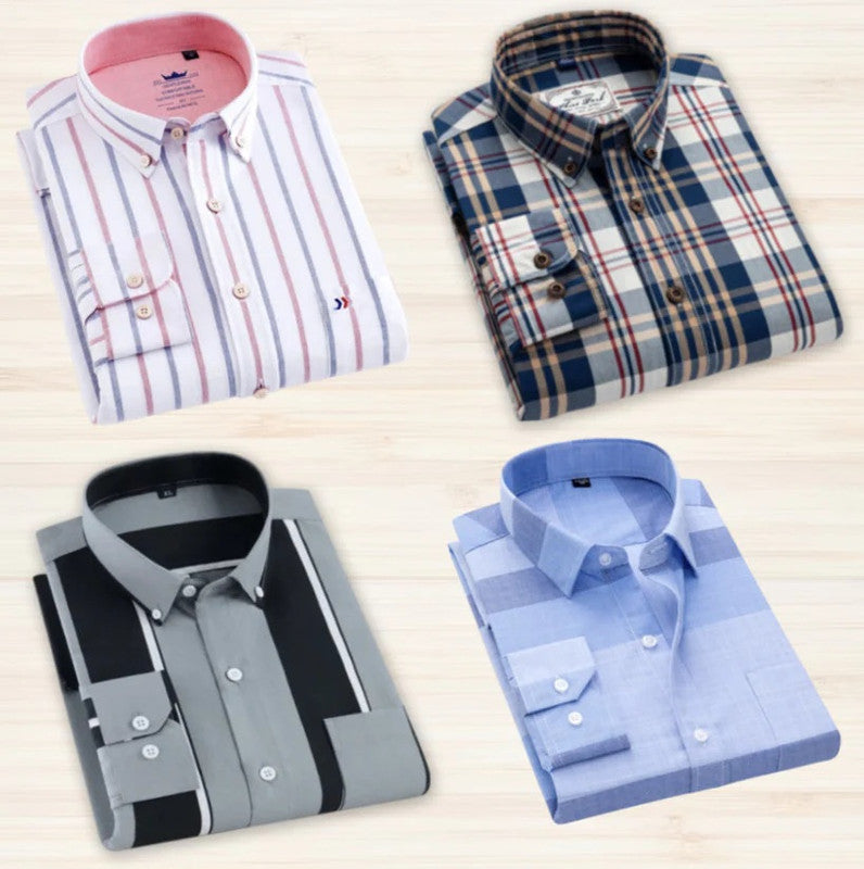 Pack of 4 men's multicolor check shirts by 18626, featuring casual button-down design in various plaid patterns.