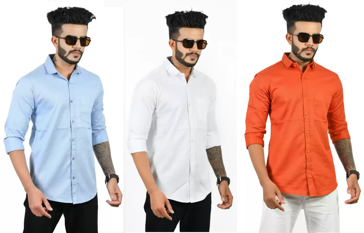 Set of three men's casual shirts in multicolor, size small, by 18626, featuring relaxed fit and versatile style.